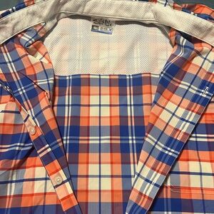 Salt Life Blue and Orange Casual Button Down Shirt